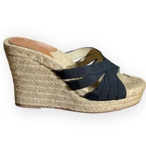 Stubbs & Wootton Black "KELLY" Espadrilles Sandals Wedge - EU 37